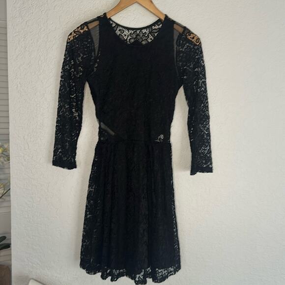 Abercrombie & Fitch Black Lace Mini Dress Mesh Witchy Fall Halloween Goth Y2K - Picture 2 of 8